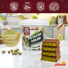 Gulluoglu Pistachio Cream jar opened shows creamy texture ideal for spreading.