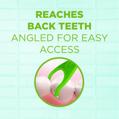 GUM Angled Floss Picks angled head close-up for back teeth access.