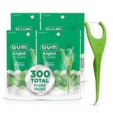 GUM Angled Floss Picks 4-pack front view, travel-ready flossing.