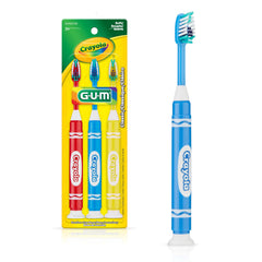 GUM Crayola Marker toothbrush set front view with six colors that engage kids