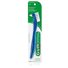 GUM Denture Brush dual-head with tufted bristles for tight spaces.