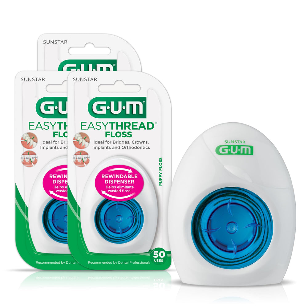GUM EasyThread dispenser for braces enables easy interdental cleaning.