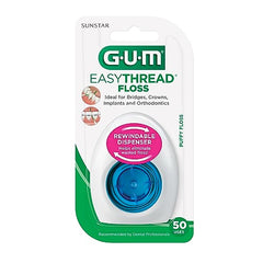 GUM EasyThread floss with built-in threader simplifies threading under braces.