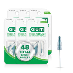 GUM Proxabrush Go-Betweens refills for tight teeth clean hard-to-reach gaps.