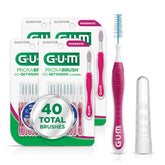 GUM Proxabrush Go-Betweens braces cleaner between teeth for plaque removal.