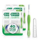 GUM Proxabrush Go-Betweens pack front for travel-ready interdental cleaning between teeth.