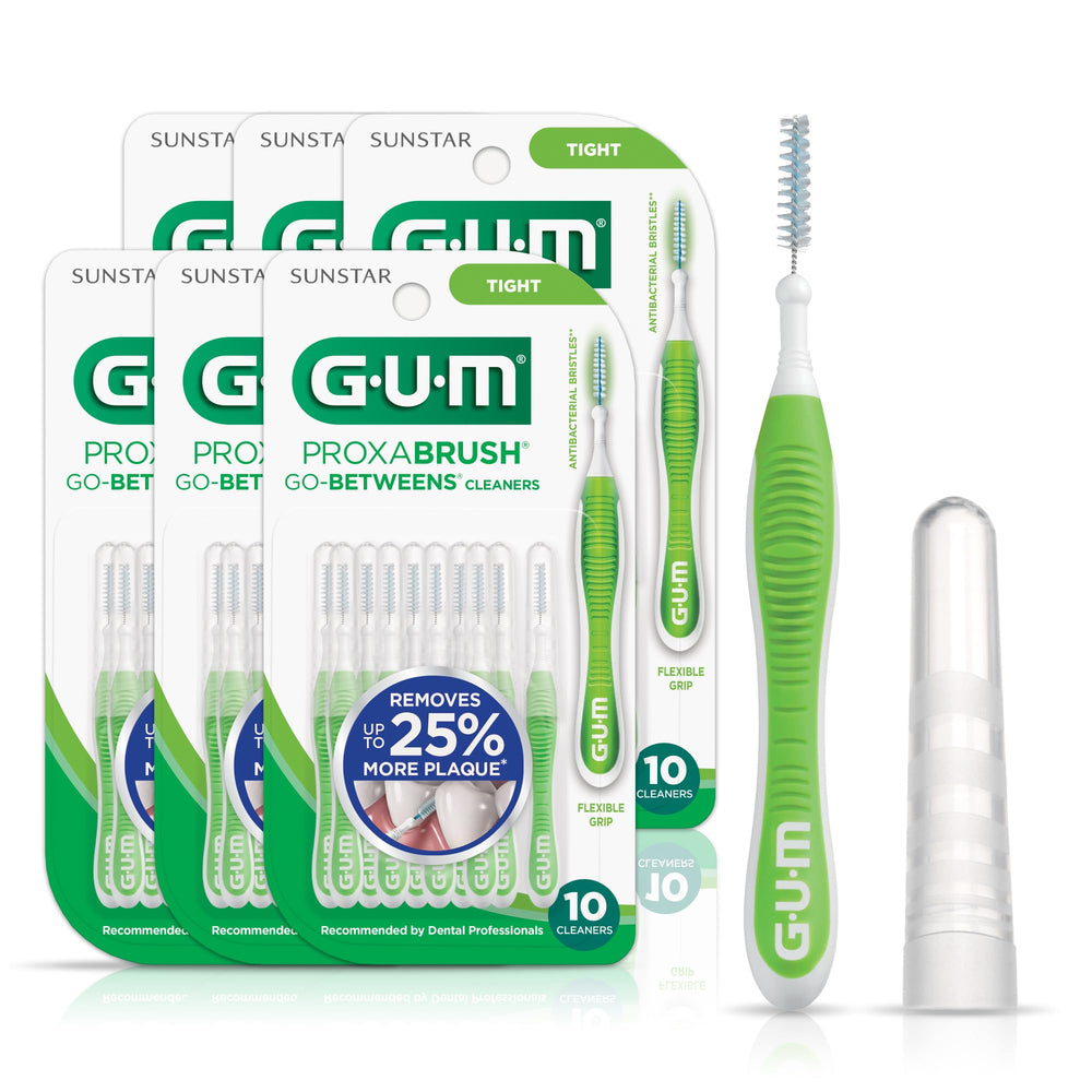 GUM Proxabrush Go-Betweens tight bristles clean between teeth for deeper plaque removal
