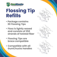 GumChucks smooth-glide floss between tight teeth