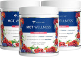 Gundry MD MCT Wellness Powder tub with raspberry medley for energy support.