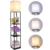 Gupuzm floor lamp with shelves in full view, a stylish storage and lighting solution.