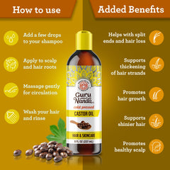 GuruNanda Castor Oil for eyebrows and lashes growth support.