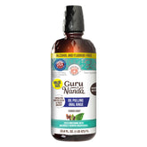 GuruNanda CocoMint oil pulling bottle with measuring cup for precise daily use.