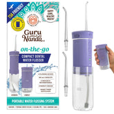 GuruNanda compact water flosser held in hand for on-the-go convenience