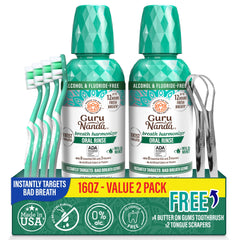 GuruNanda Fresh Breath Mouthwash bottle for daily long-lasting freshness.