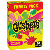 Gushers Watermelon and Sour Apple pouches in a 20-pack for lunchboxes.