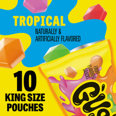 Close-up of a Gushers pouch being opened to reveal juice.