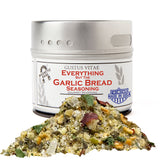 Gustus Vitae Everything But The Garlic Bread Seasoning jar boosts garlic flavor on bread