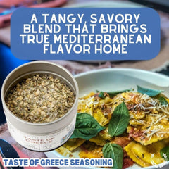 Pouring Taste of Greece over roasted vegetables for vibrant flavor