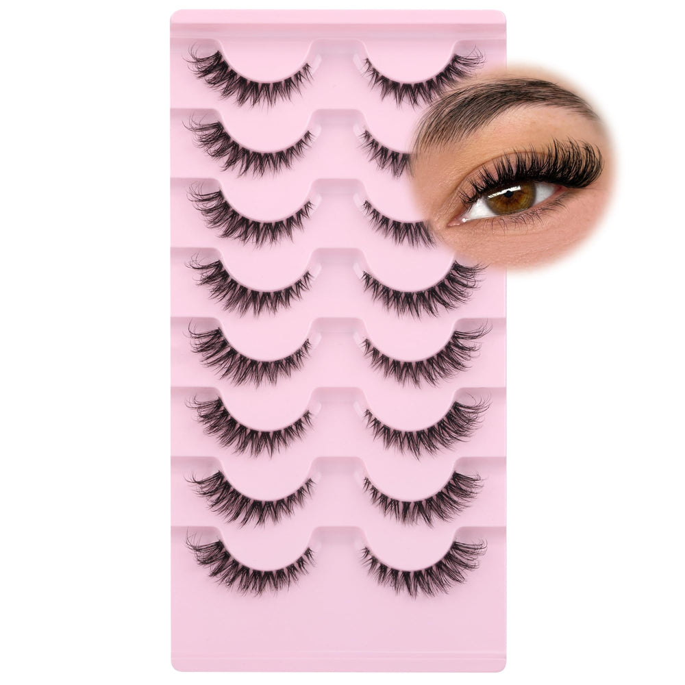 GVEFETIEE fox eye lashes pack of eight pairs for everyday drama.