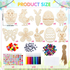 Assorted Easter designs including eggs, chicks, and bunnies.