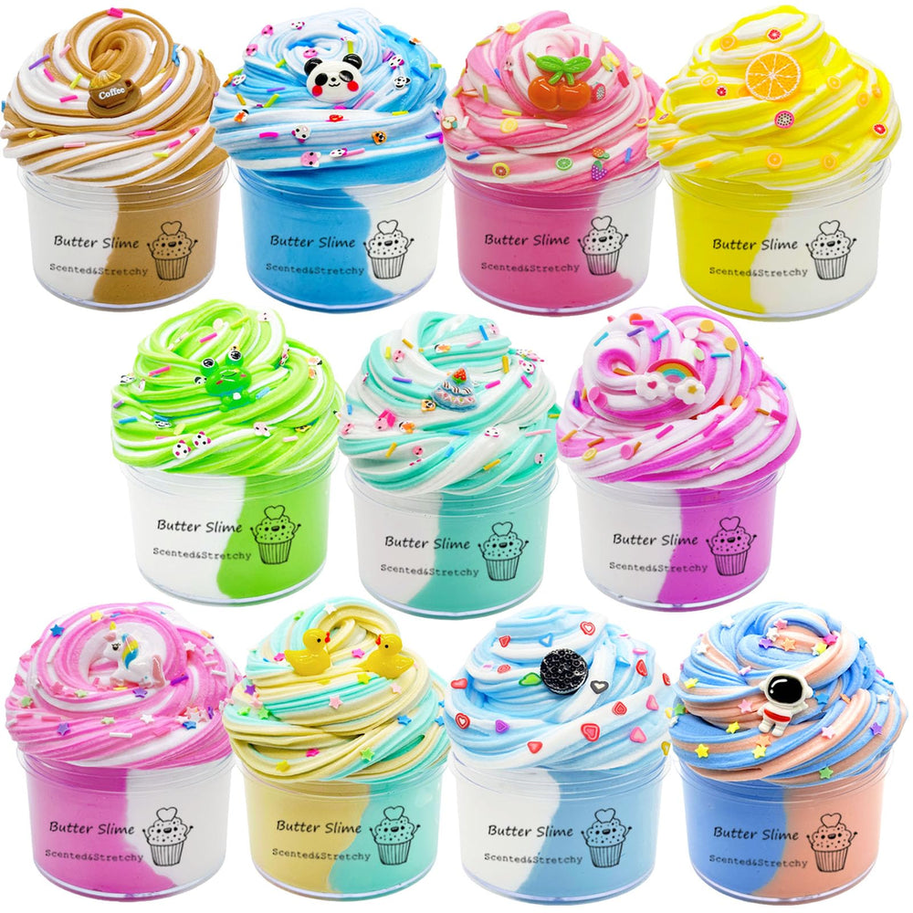 GXYSLM Butter Slime Kit 11-pack dual-colored for creative play and sharing.