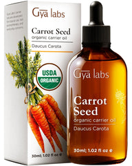 Gya Labs Carrot Seed Oil 1oz bottle for nourishing skin and hair care.