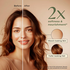 Gya Labs carrot seed oil on hair and scalp for hydration and nourishment.