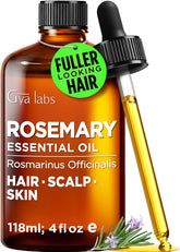 Gya Labs Rosemary Essential Oil bottle with pour for scalp massage and aromatherapy.