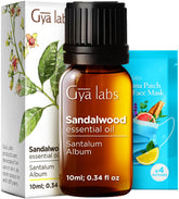 Gya Labs Sandalwood oil bottle closeup for soothing aromatherapy sessions