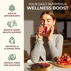 Gya Tea Co pomegranate powder in a smoothie with vibrant color.