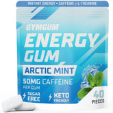 GYMGUM Energy Caffeine Gum Arctic Mint pack for on-the-go focus.