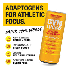 Gym Weed orange-guava can with clean energy and alertness.