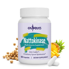 Gyumolics Nattokinase supplement bottle with 10000FU label for daily wellness.