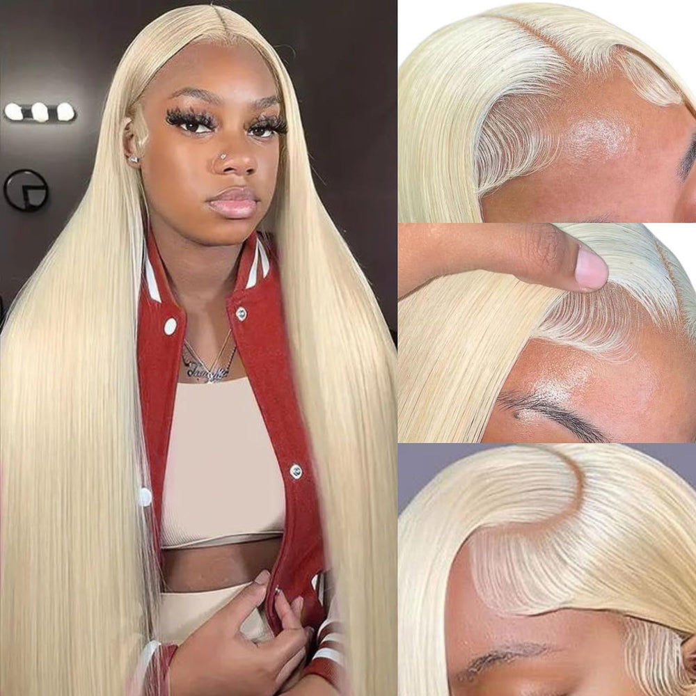 GZX 613 lace front wig in blonde straight, natural daily wear look.