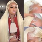 GZX 613 lace front wig in blonde straight, natural daily wear look.