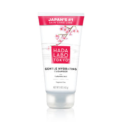 Hada Labo Tokyo Gentle Hydrating Cleanser bottle front, fragrance-free for sensitive skin.