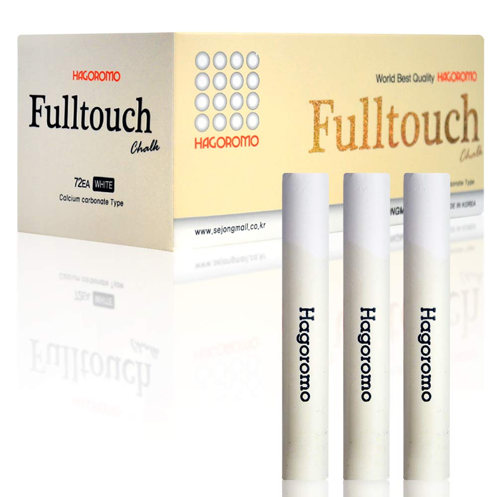 Hagoromo Fulltouch chalk box front view with 72 vibrant pieces for classrooms.