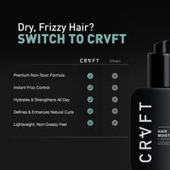 CRVFT leave-in conditioner adds natural shine and softness to hair.