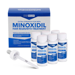 Hair Regen 5% minoxidil bottle for daily scalp treatment at home.