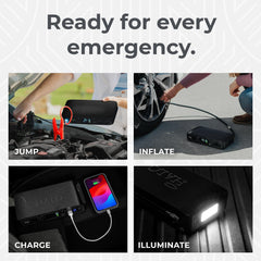 HALO Bolt Air LED floodlight illuminates dark roads for tire changes.