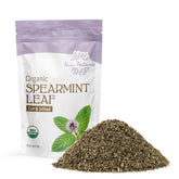 Halo Naturals spearmint leaf cut & sifted in a 4oz package for tea and culinary use.