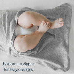 HALO Sleepsack Swaddle inverted zipper enables easy diaper changes without disturbance.