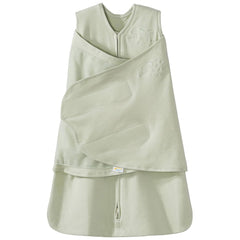 HALO Sleepsack Swaddle Sage showing 3-way adjustable arms for versatile sleep styles
