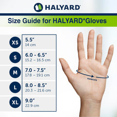 HALYARD Lavender nitrile gloves with 9.5 inch cuff for extended wrist protection