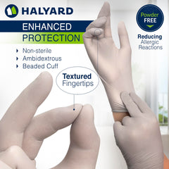 HALYARD Sterling SG nitrile gloves dispenser box demonstrating space-saving packaging