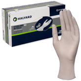 HALYARD Sterling SG nitrile gloves box front showing latex-free protection for sensitive skin
