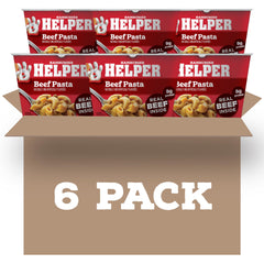 Hamburger Helper beef pasta microwave cup 6-pack ready to heat quickly for busy weeknights.