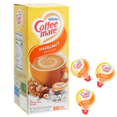 The Hampton Candy Company hazelnut creamer single-serve packet dissolves smoothly into coffee.