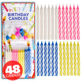 Hampton Distribution multicolored spiral birthday candles in a vibrant 24-pack for celebrations.