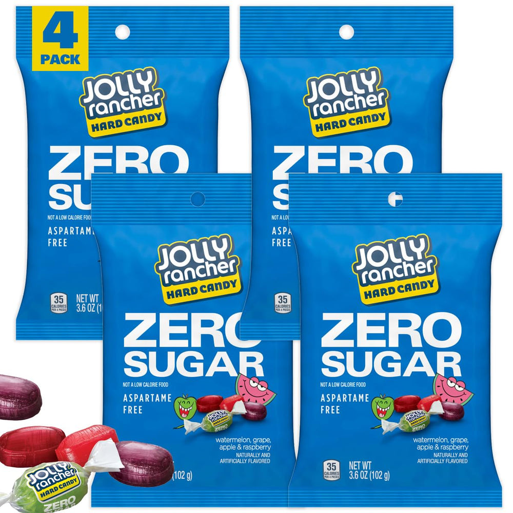 Hampton Zero Sugar Jolly Ranchers pack4-hero shows sugar-free fruit candy for on-the-go snacking.